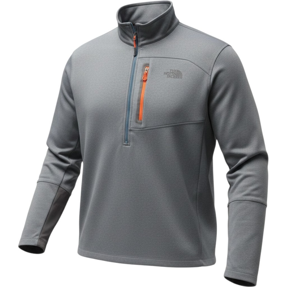 The North Face Pullover Mens XXL Gray Orange 1/4 Zip Tech Fleece Jacket W 644